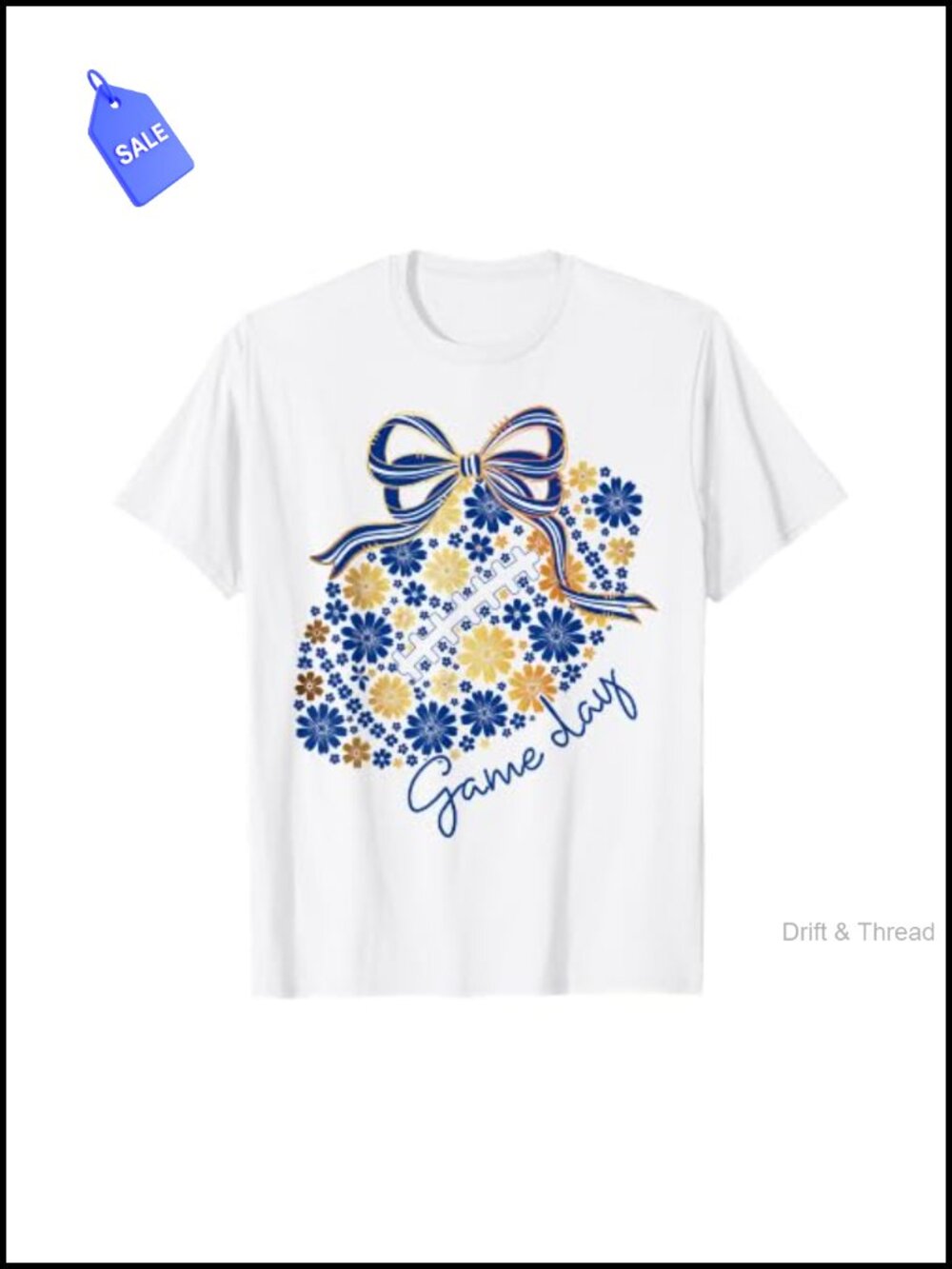 Floral Football Game Day T-Shirt Classic Fit Lightweight Cotton